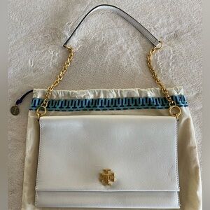 Tory Burch white leather shoulder bag.